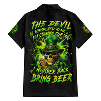 Irish Skull Family Matching Off The Shoulder Long Sleeve Dress and Hawaiian Shirt The Devil Whispered To Me I'm Coming For You I Whisper Back Bring Beer - Wonder Print Shop