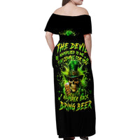 Irish Skull Family Matching Off Shoulder Maxi Dress and Hawaiian Shirt The Devil Whispered To Me I'm Coming For You I Whisper Back Bring Beer - Wonder Print Shop