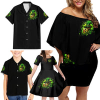 Irish Skull Family Matching Off Shoulder Short Dress and Hawaiian Shirt The Devil Whispered To Me I'm Coming For You I Whisper Back Bring Beer - Wonder Print Shop
