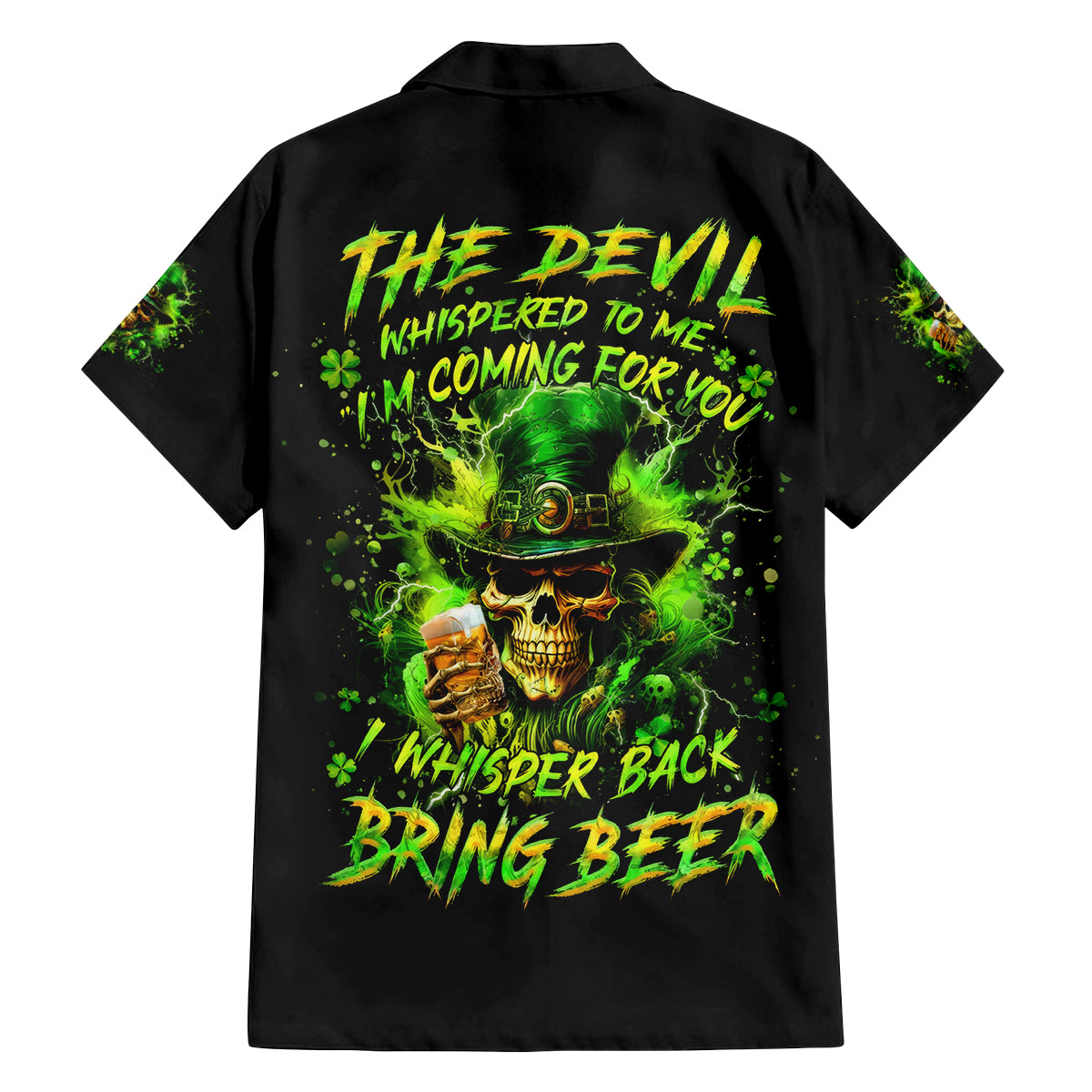 Irish Skull Family Matching Puletasi and Hawaiian Shirt The Devil Whispered To Me I'm Coming For You I Whisper Back Bring Beer - Wonder Print Shop