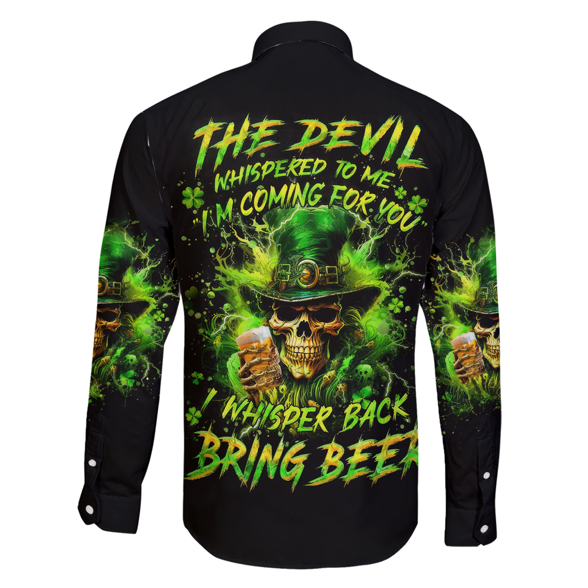 Irish Skull Family Matching Summer Maxi Dress and Hawaiian Shirt The Devil Whispered To Me I'm Coming For You I Whisper Back Bring Beer - Wonder Print Shop