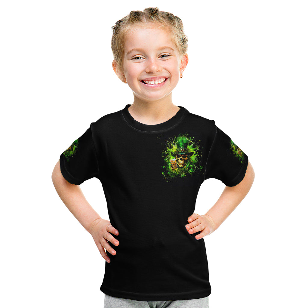 Irish Skull Kid T Shirt The Devil Whispered To Me I'm Coming For You I Whisper Back Bring Beer - Wonder Print Shop