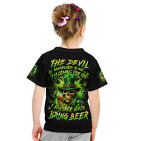 Irish Skull Kid T Shirt The Devil Whispered To Me I'm Coming For You I Whisper Back Bring Beer - Wonder Print Shop