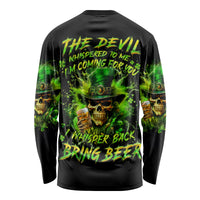 Irish Skull Long Sleeve Shirt The Devil Whispered To Me I'm Coming For You I Whisper Back Bring Beer - Wonder Print Shop