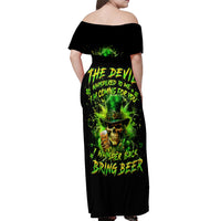 Irish Skull Off Shoulder Maxi Dress The Devil Whispered To Me I'm Coming For You I Whisper Back Bring Beer - Wonder Print Shop