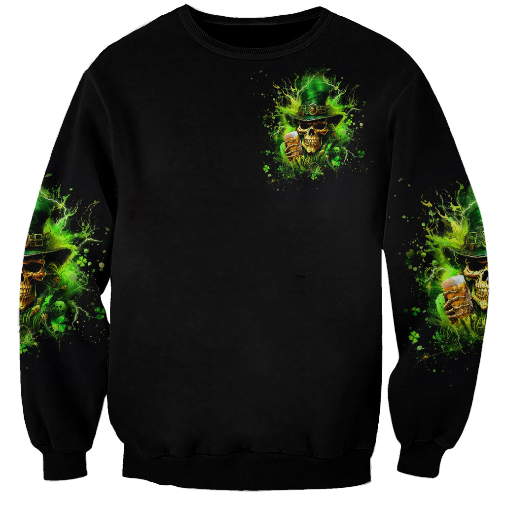Irish Skull Sweatshirt The Devil Whispered To Me I'm Coming For You I Whisper Back Bring Beer - Wonder Print Shop