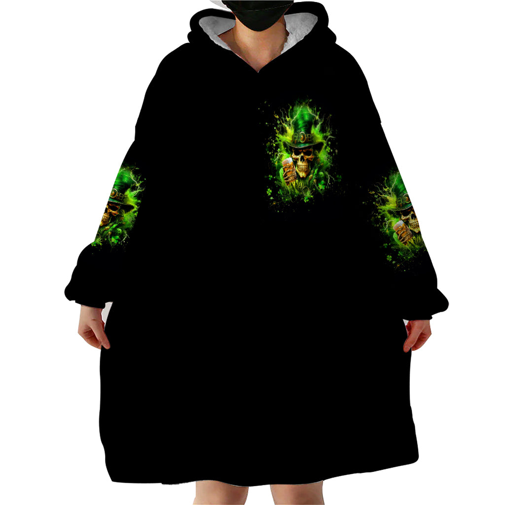 Irish Skull Wearable Blanket Hoodie The Devil Whispered To Me I'm Coming For You I Whisper Back Bring Beer - Wonder Print Shop