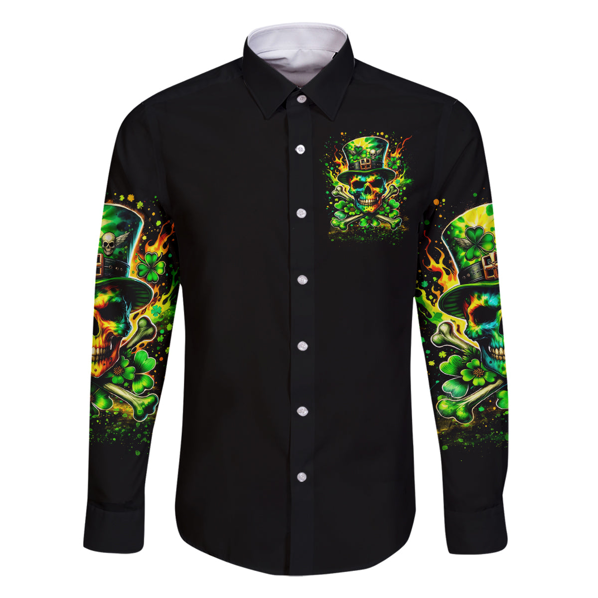 Irish Skull Family Matching Off Shoulder Short Dress and Hawaiian Shirt Let The Shenanigans Begin - Wonder Print Shop