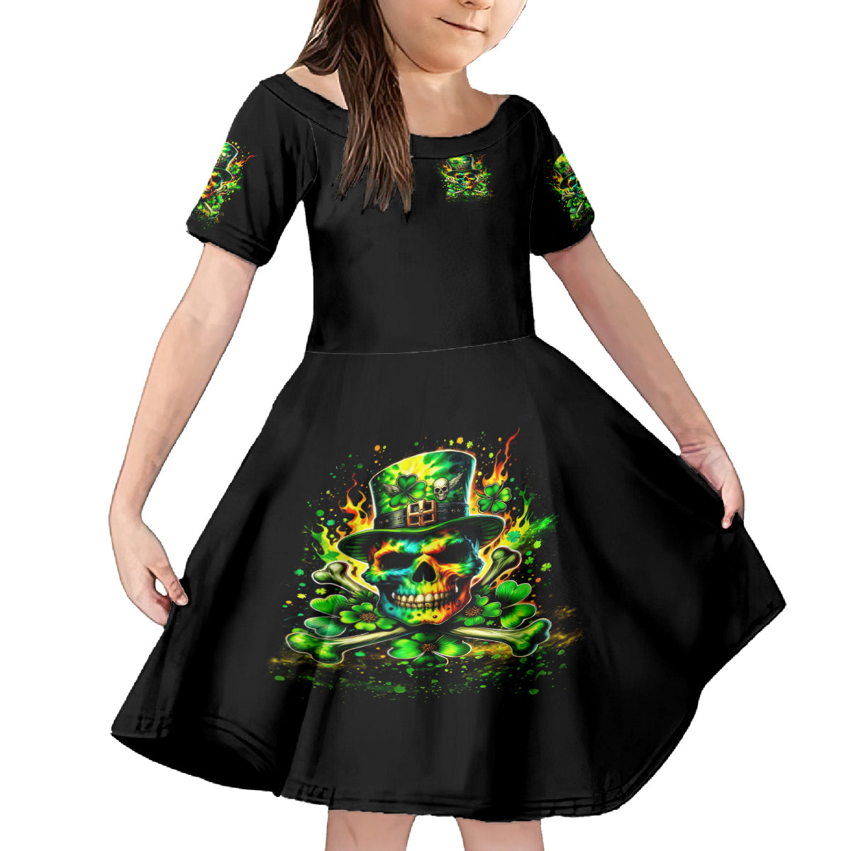 Irish Skull Kid Short Sleeve Dress Let The Shenanigans Begin - Wonder Print Shop