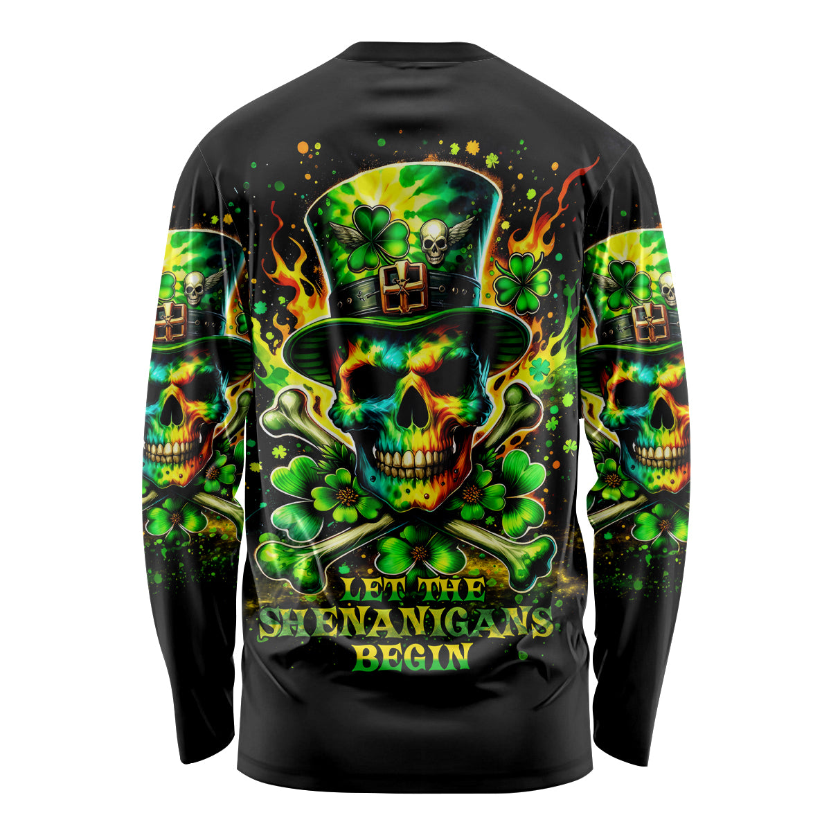 Irish Skull Long Sleeve Shirt Let The Shenanigans Begin - Wonder Print Shop