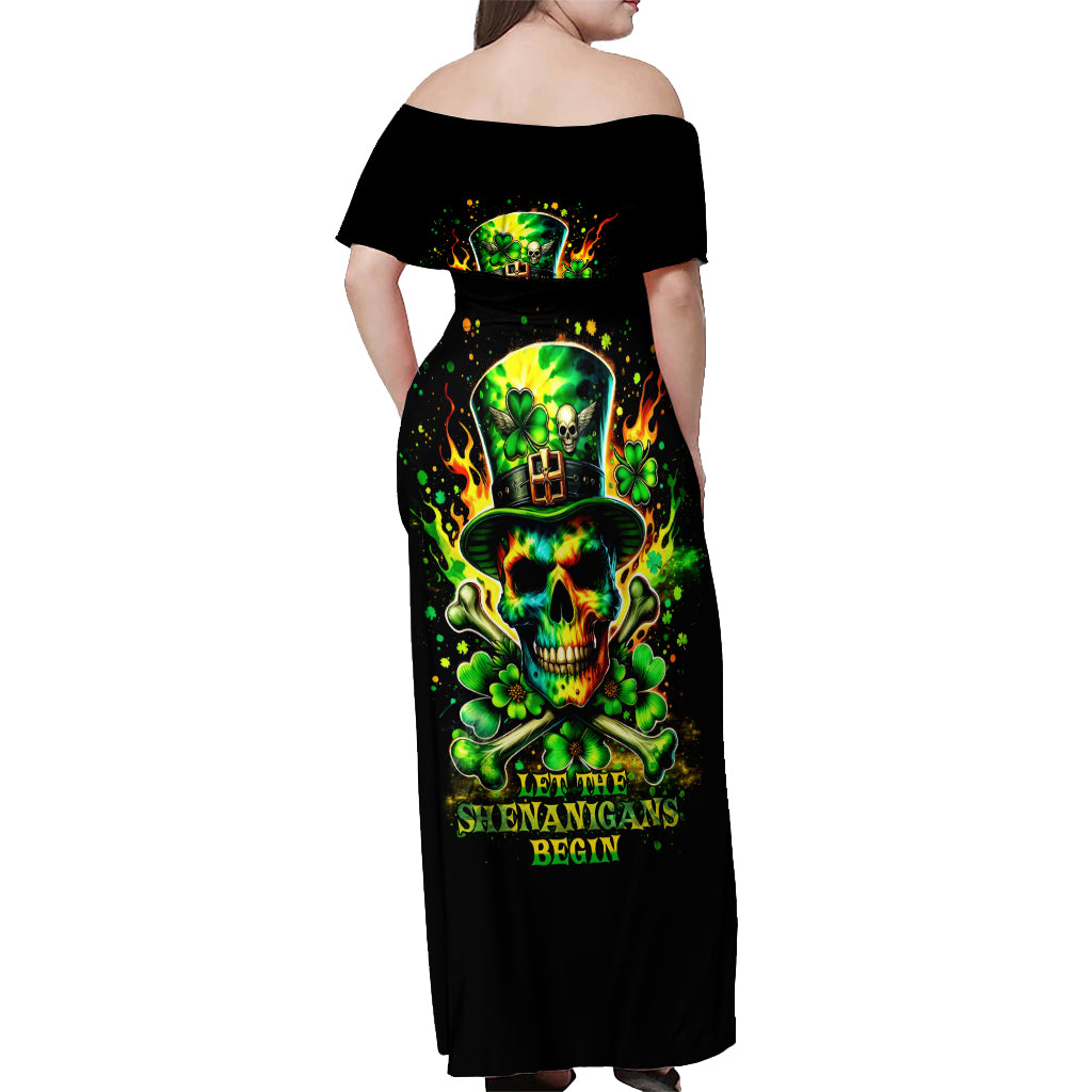 Irish Skull Off Shoulder Maxi Dress Let The Shenanigans Begin - Wonder Print Shop