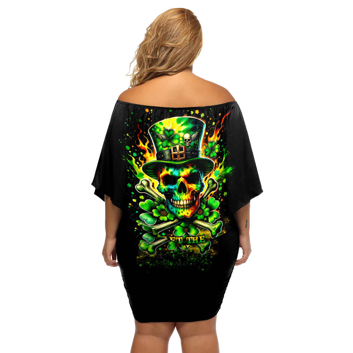 Irish Skull Off Shoulder Short Dress Let The Shenanigans Begin - Wonder Print Shop