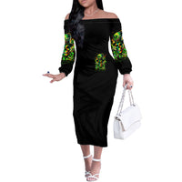 Irish Skull Off The Shoulder Long Sleeve Dress Let The Shenanigans Begin - Wonder Print Shop