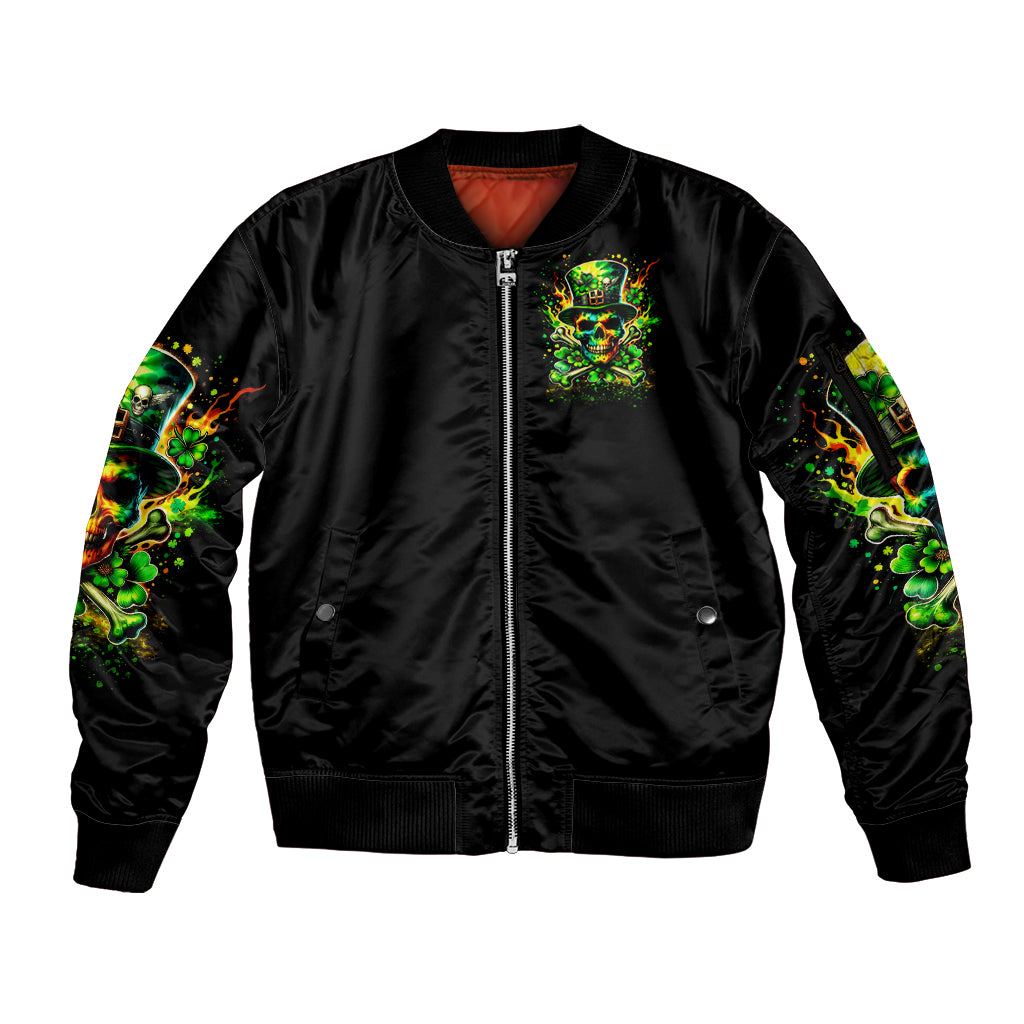Irish Skull Sleeve Zip Bomber Jacket Let The Shenanigans Begin - Wonder Print Shop