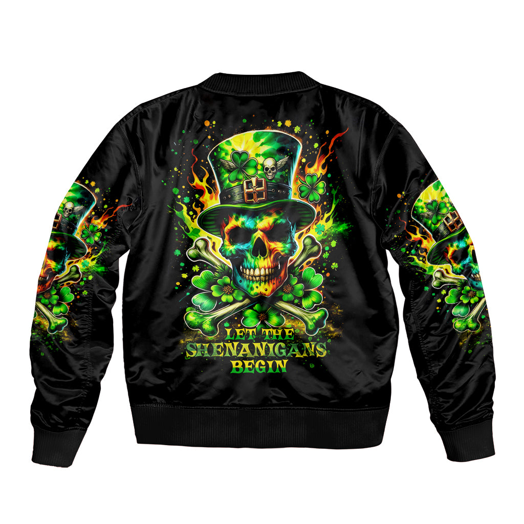 Irish Skull Sleeve Zip Bomber Jacket Let The Shenanigans Begin - Wonder Print Shop