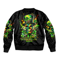Irish Skull Sleeve Zip Bomber Jacket Let The Shenanigans Begin - Wonder Print Shop