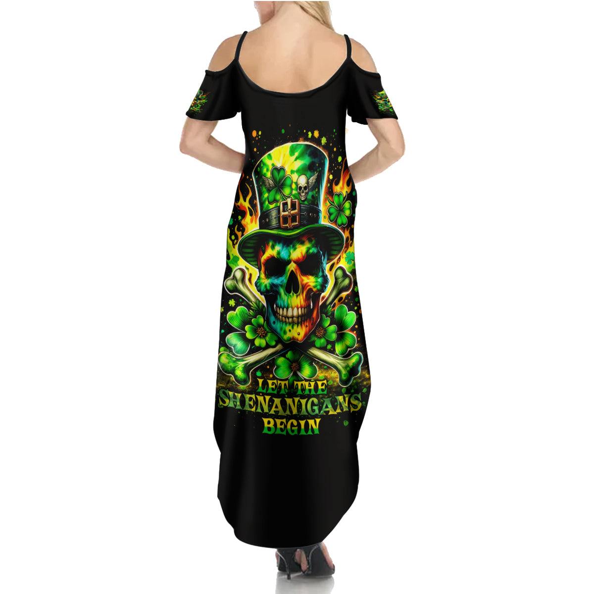 Irish Skull Summer Maxi Dress Let The Shenanigans Begin - Wonder Print Shop