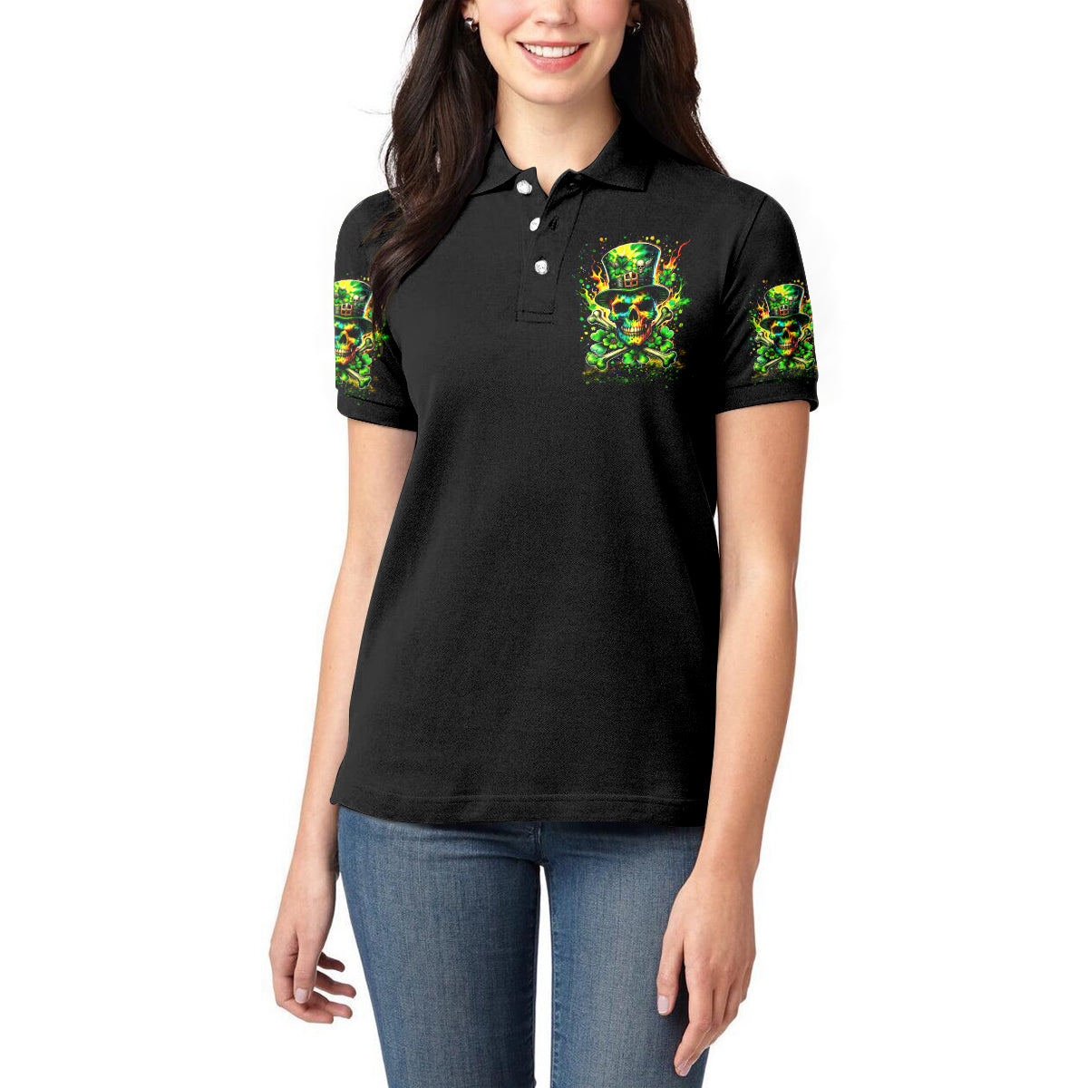 Irish Skull Women Polo Shirt Let The Shenanigans Begin - Wonder Print Shop