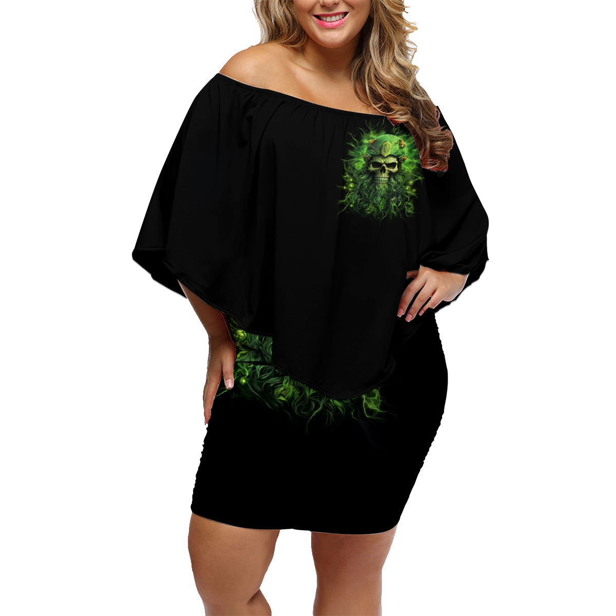 Viking Skull Family Matching Off Shoulder Short Dress and Hawaiian Shirt If Your Path Demnads You Walk Through Hell Walk As If You Own The Place - Wonder Print Shop