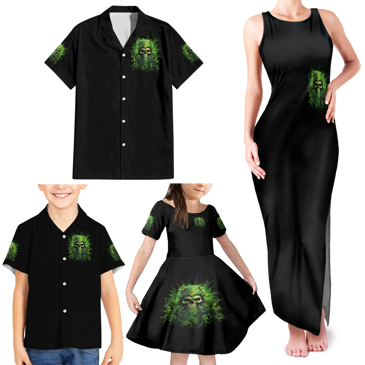 Viking Skull Family Matching Tank Maxi Dress and Hawaiian Shirt If Your Path Demnads You Walk Through Hell Walk As If You Own The Place - Wonder Print Shop