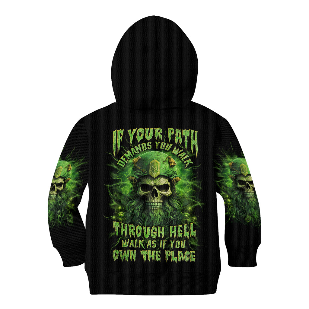 Viking Skull Kid Hoodie If Your Path Demnads You Walk Through Hell Walk As If You Own The Place - Wonder Print Shop