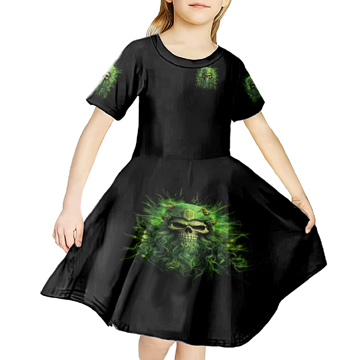 Viking Skull Kid Short Sleeve Dress If Your Path Demnads You Walk Through Hell Walk As If You Own The Place - Wonder Print Shop