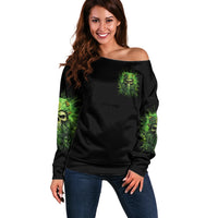 Viking Skull Off Shoulder Sweater If Your Path Demnads You Walk Through Hell Walk As If You Own The Place - Wonder Print Shop