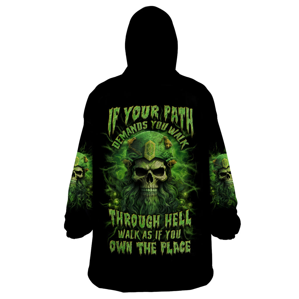 Viking Skull Wearable Blanket Hoodie If Your Path Demnads You Walk Through Hell Walk As If You Own The Place - Wonder Print Shop