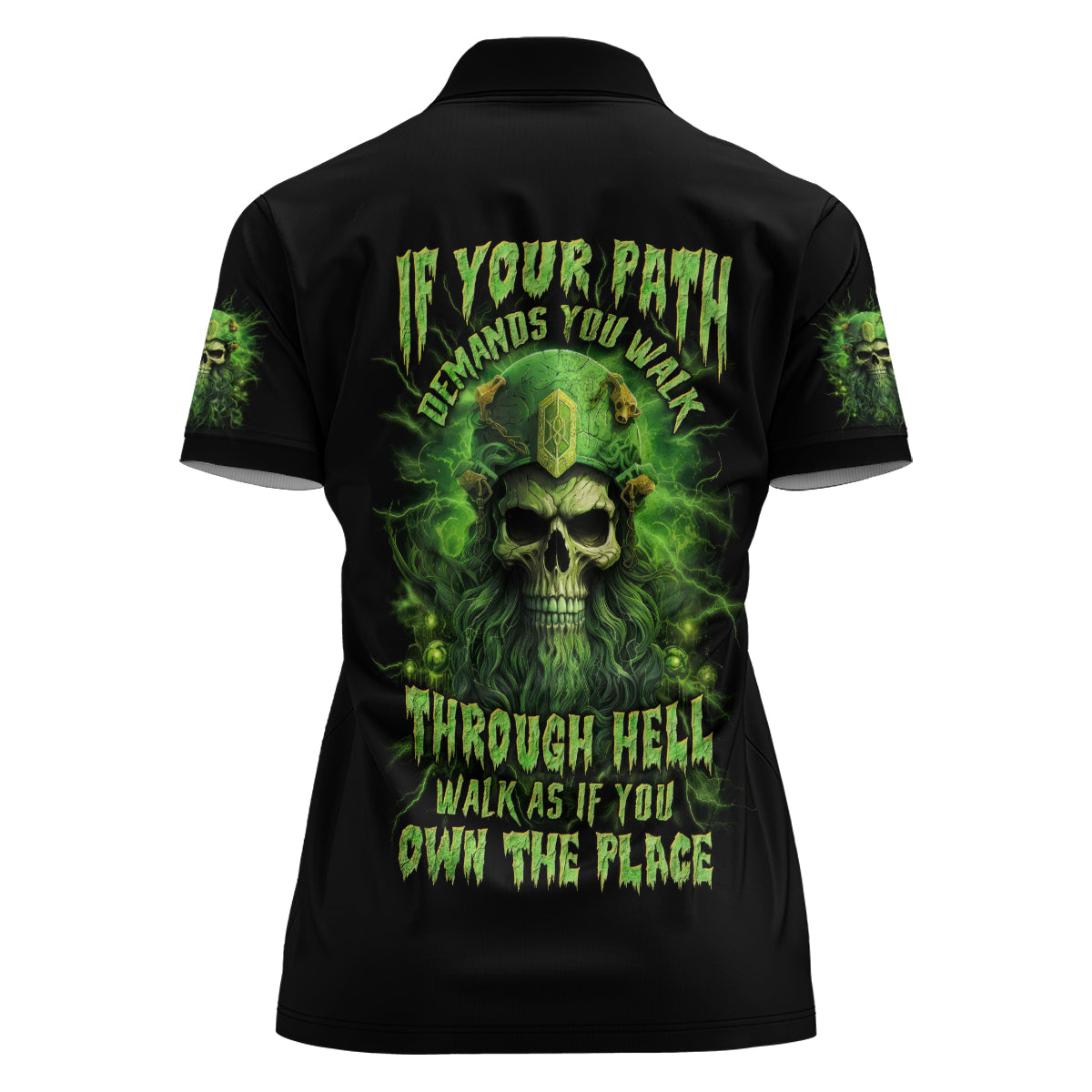 Viking Skull Women Polo Shirt If Your Path Demnads You Walk Through Hell Walk As If You Own The Place - Wonder Print Shop