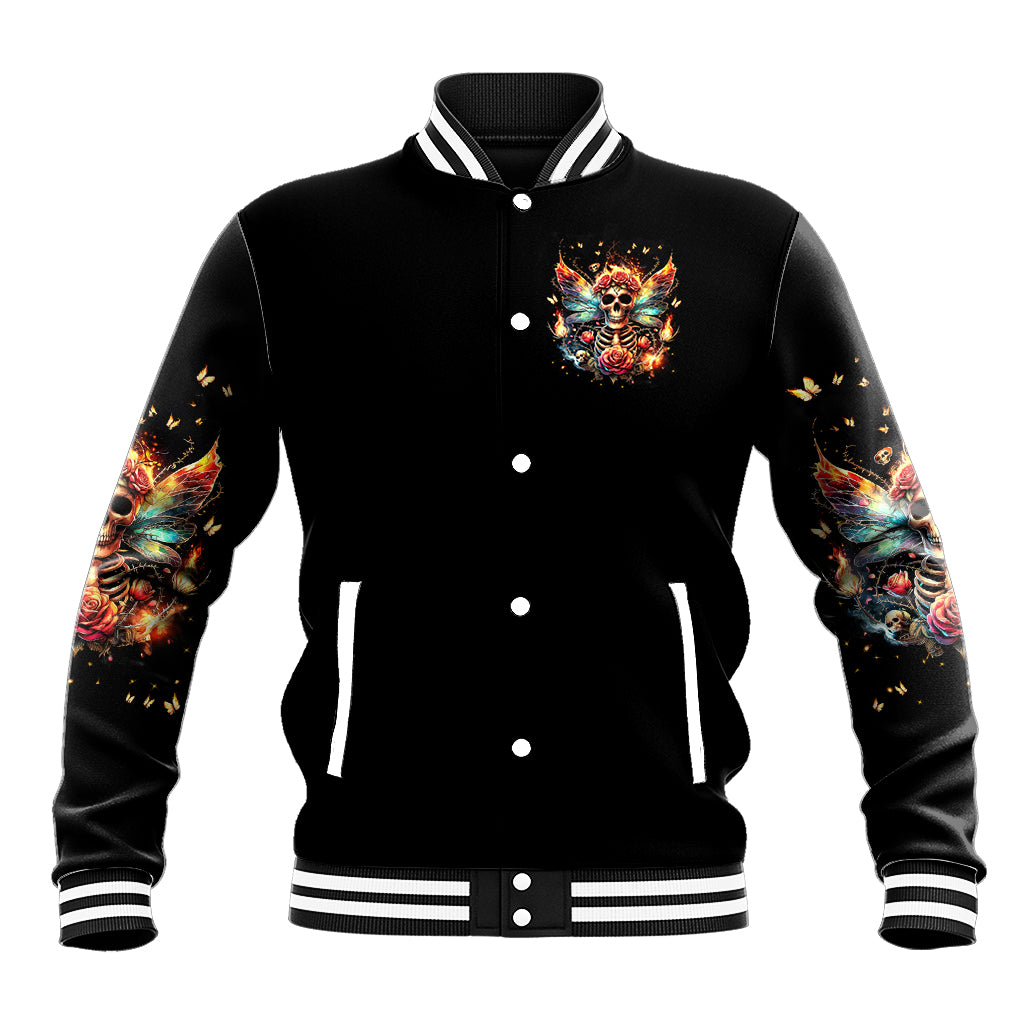 Fairy Skull Baseball Jacket Don't Fuck With Me I Fuck Back - Wonder Print Shop
