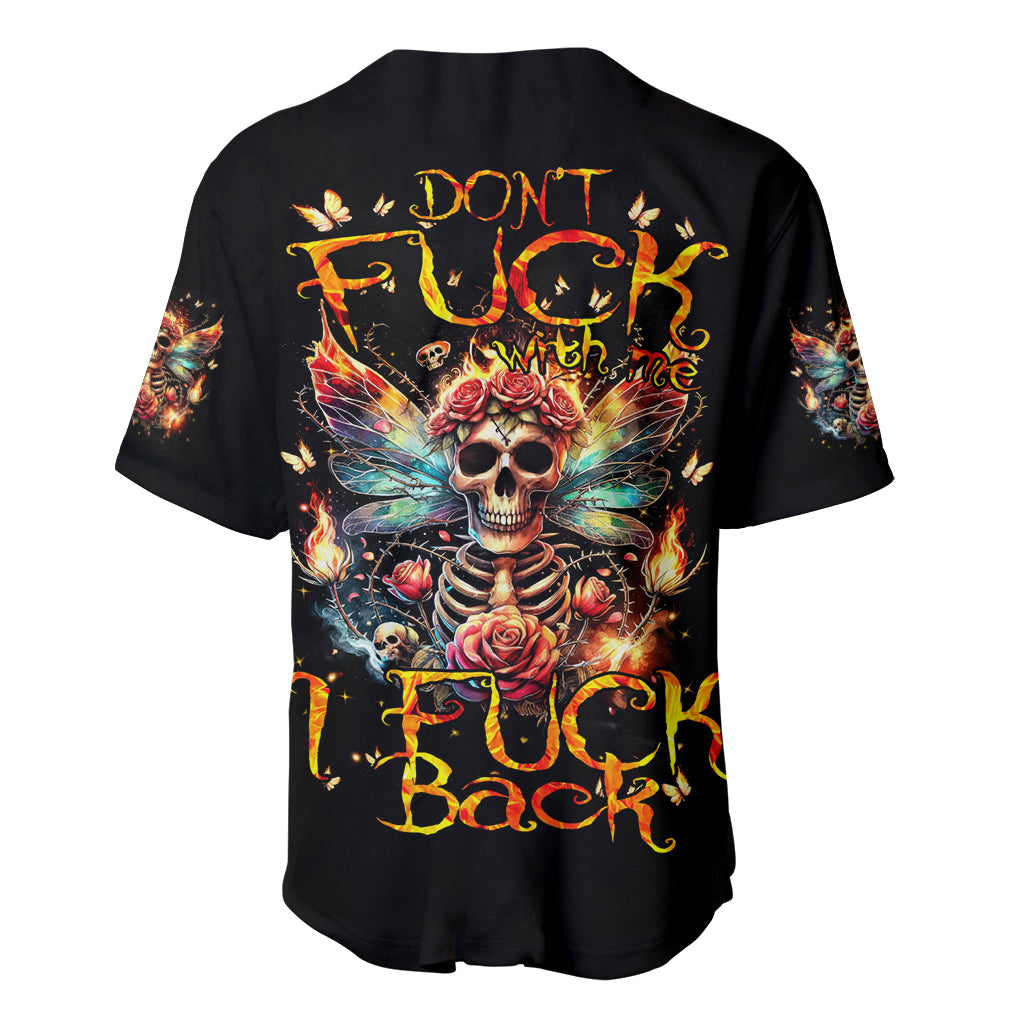 Fairy Skull Baseball Jersey Don't Fuck With Me I Fuck Back - Wonder Print Shop