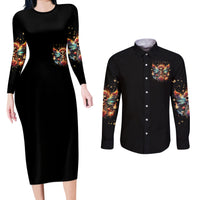 Fairy Skull Couples Matching Long Sleeve Bodycon Dress and Long Sleeve Button Shirt Don't Fuck With Me I Fuck Back - Wonder Print Shop