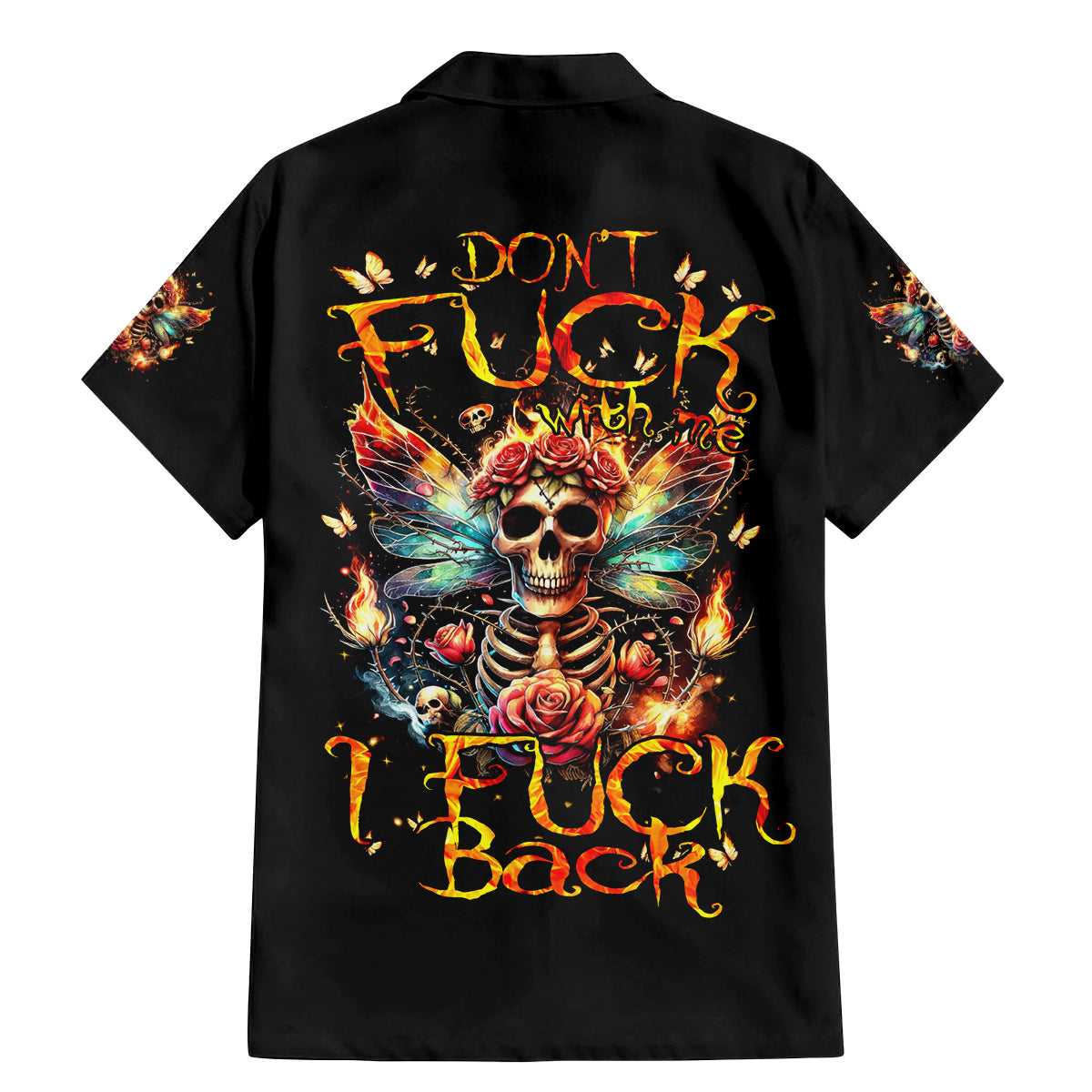 Fairy Skull Family Matching Mermaid Dress and Hawaiian Shirt Don't Fuck With Me I Fuck Back - Wonder Print Shop