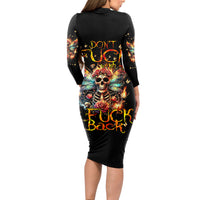 Fairy Skull Long Sleeve Bodycon Dress Don't Fuck With Me I Fuck Back - Wonder Print Shop