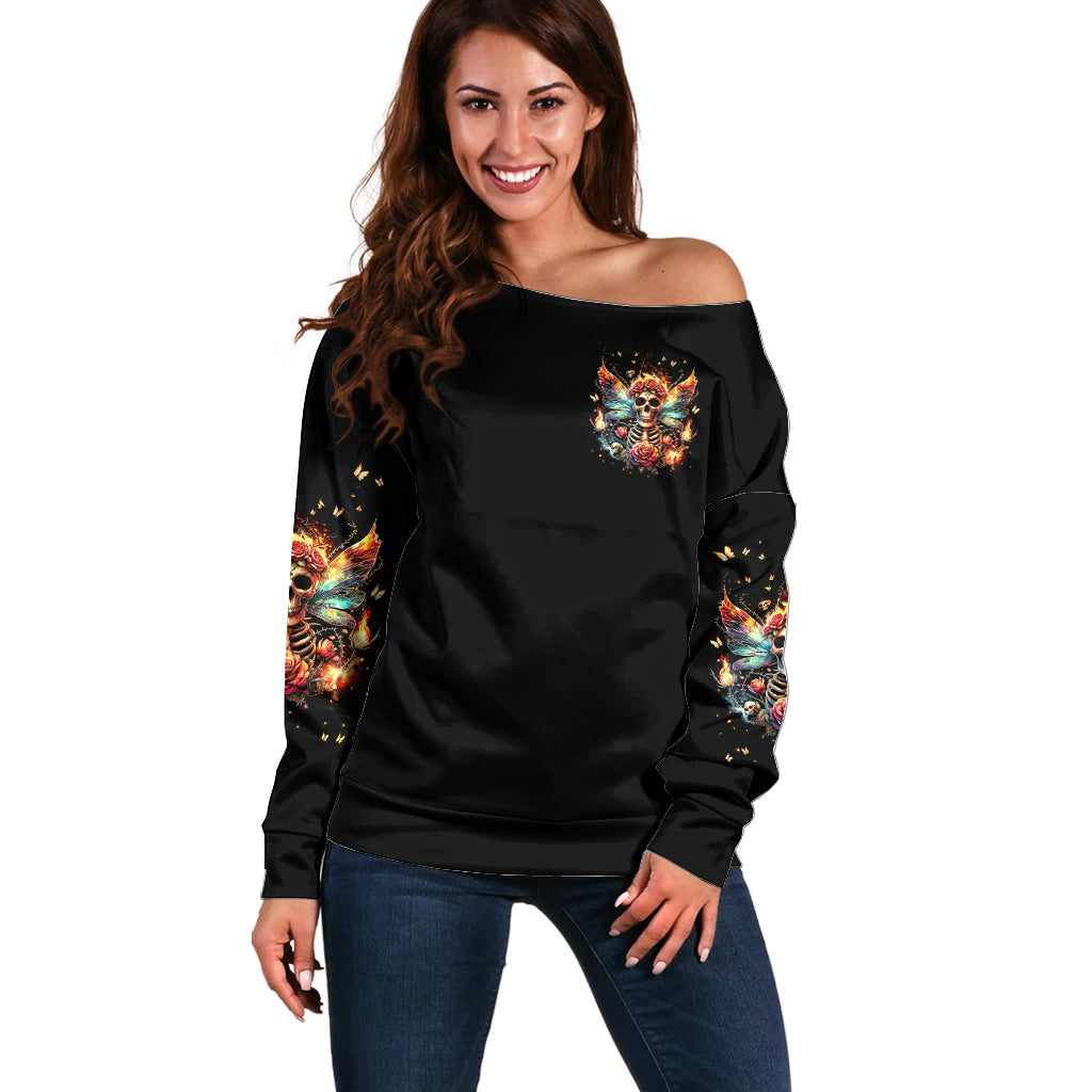 Fairy Skull Off Shoulder Sweater Don't Fuck With Me I Fuck Back - Wonder Print Shop