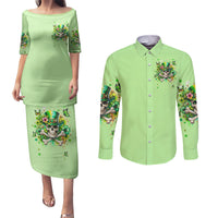 Irish Skull Couples Matching Puletasi and Long Sleeve Button Shirt Let The Shenanigans Begin - Wonder Print Shop