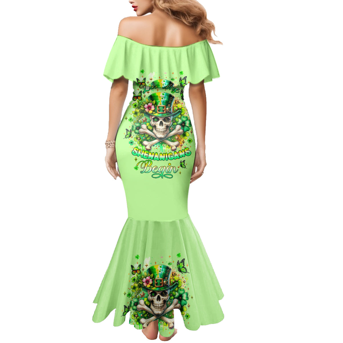 Irish Skull Family Matching Mermaid Dress and Hawaiian Shirt Let The Shenanigans Begin - Wonder Print Shop