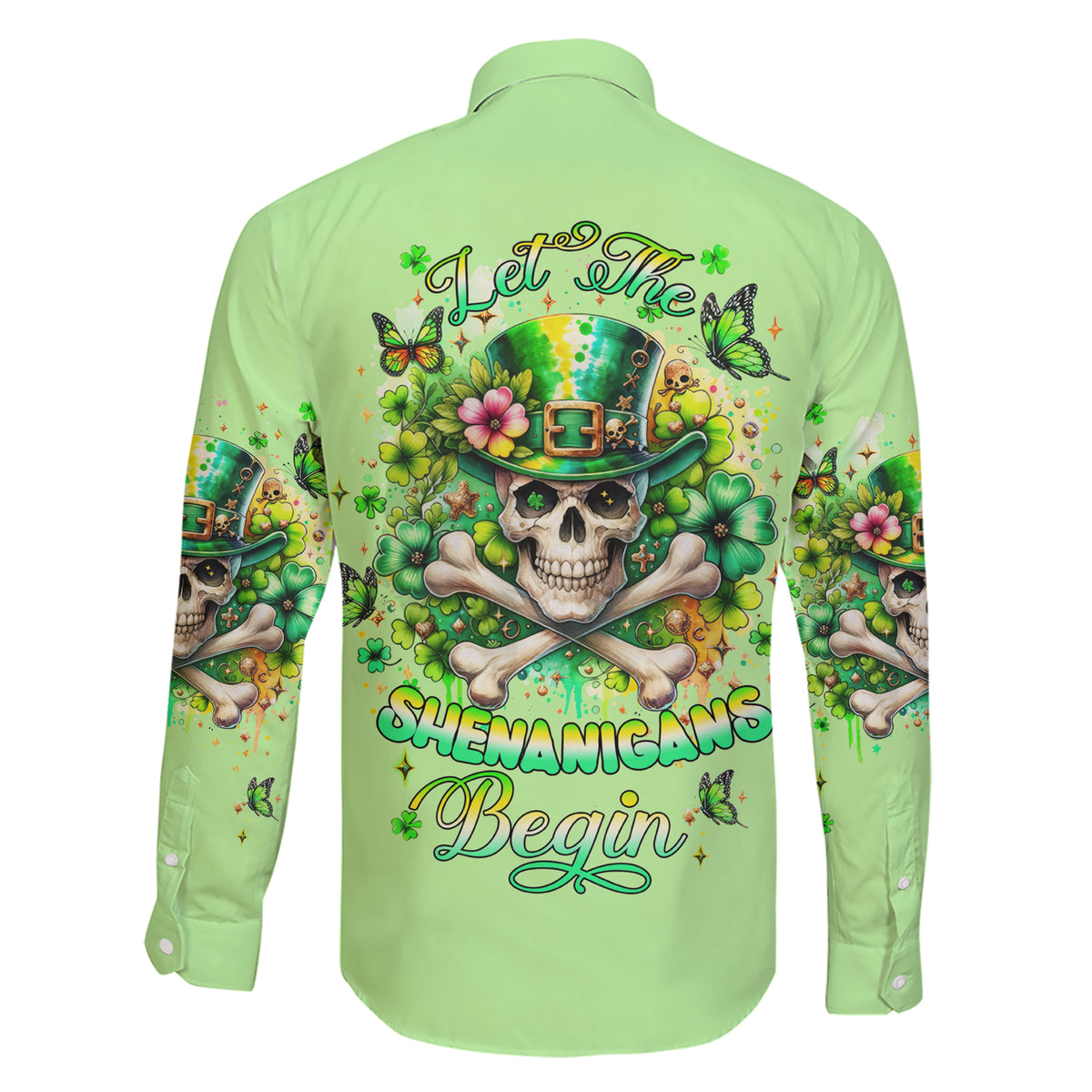 Irish Skull Family Matching Short Sleeve Bodycon Dress and Hawaiian Shirt Let The Shenanigans Begin - Wonder Print Shop