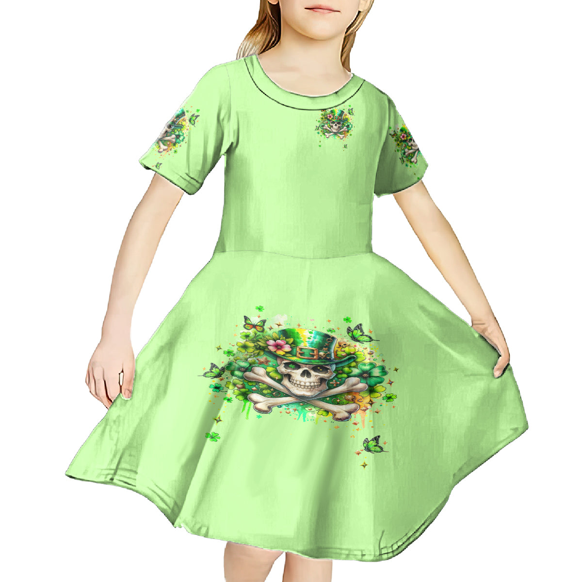 Irish Skull Kid Short Sleeve Dress Let The Shenanigans Begin - Wonder Print Shop