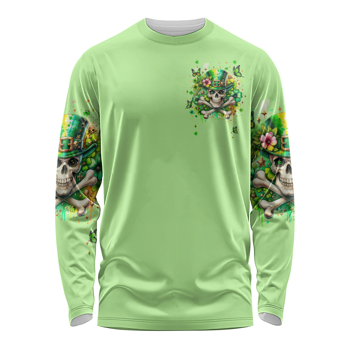 Irish Skull Long Sleeve Shirt Let The Shenanigans Begin - Wonder Print Shop