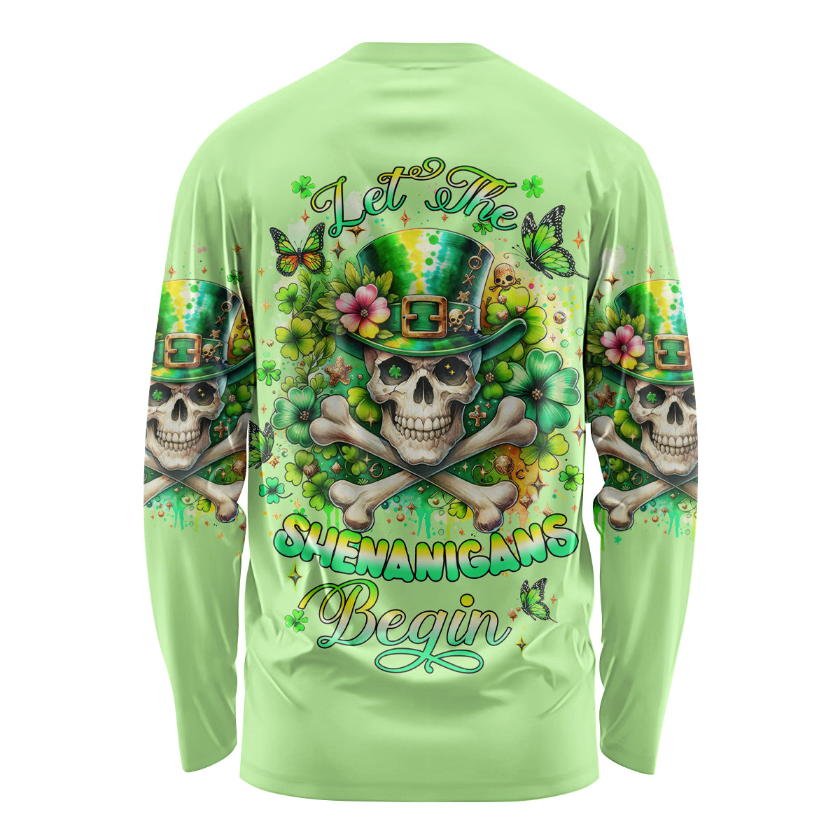 Irish Skull Long Sleeve Shirt Let The Shenanigans Begin - Wonder Print Shop