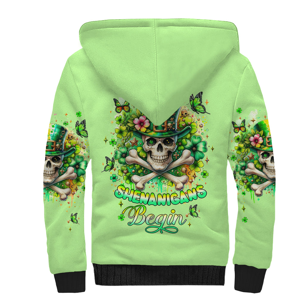 Irish Skull Sherpa Hoodie Let The Shenanigans Begin - Wonder Print Shop