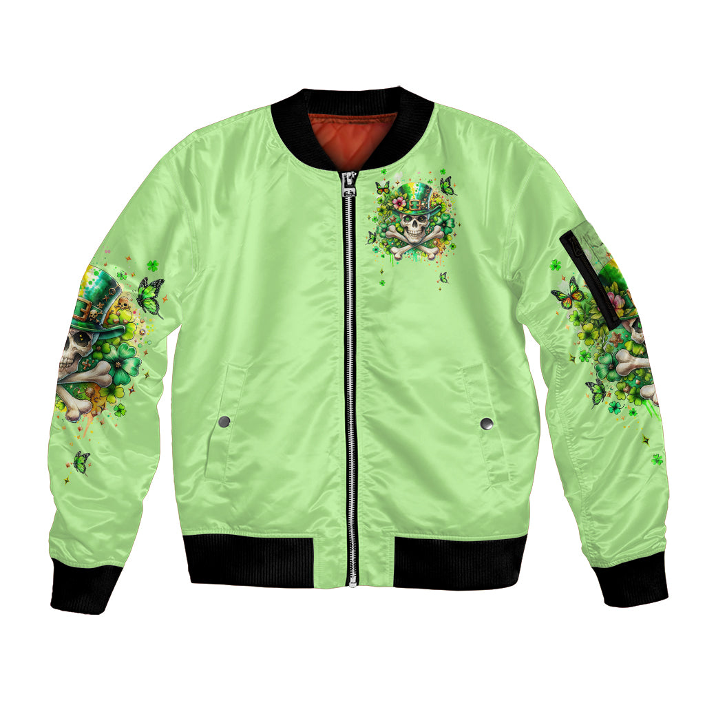 Irish Skull Sleeve Zip Bomber Jacket Let The Shenanigans Begin - Wonder Print Shop