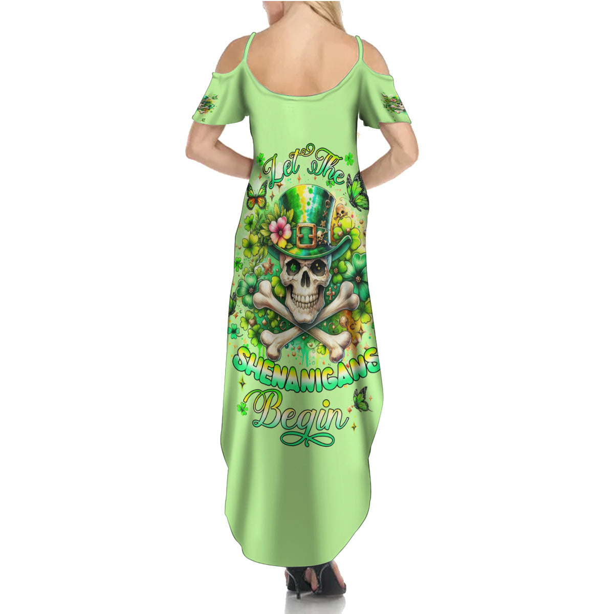 Irish Skull Summer Maxi Dress Let The Shenanigans Begin - Wonder Print Shop