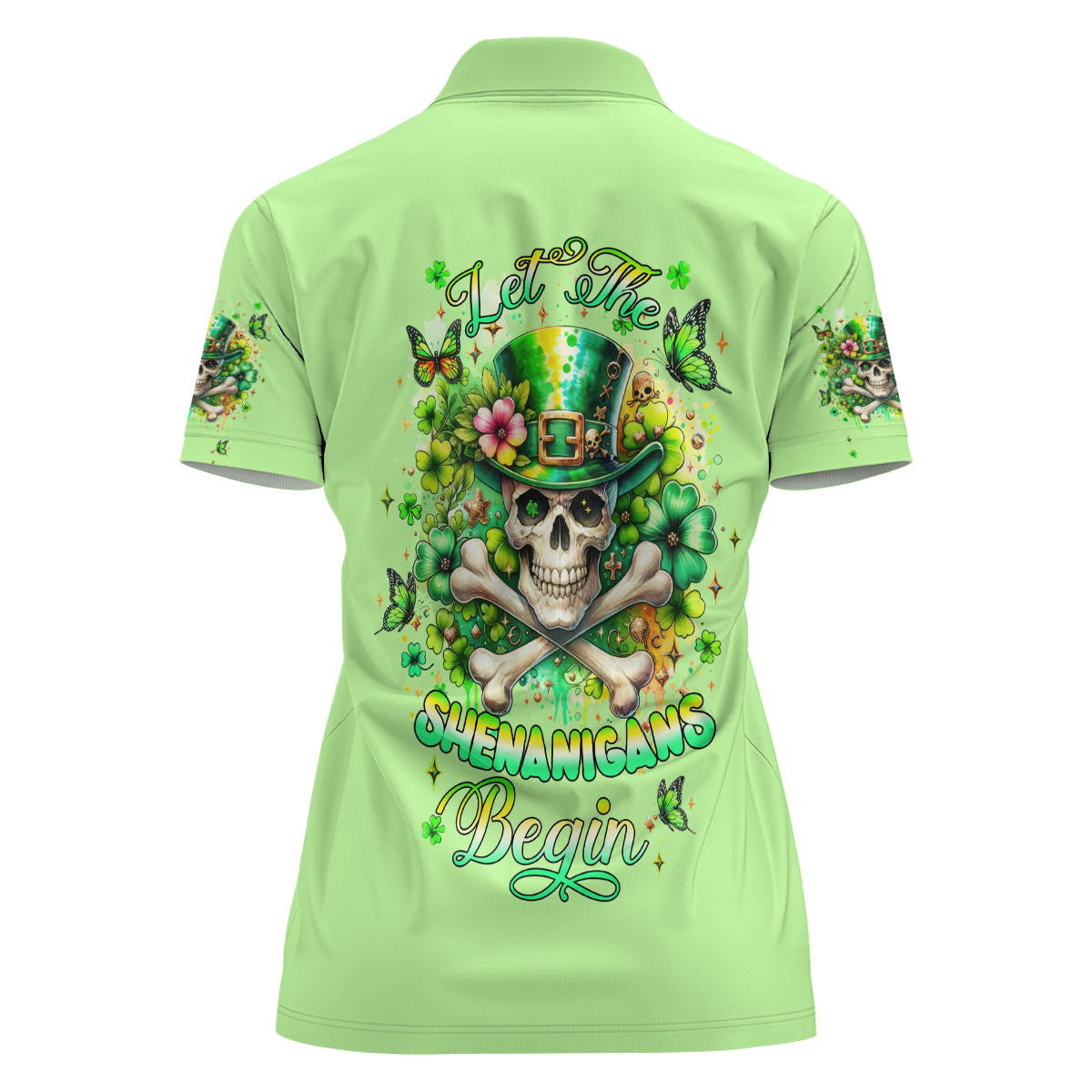 Irish Skull Women Polo Shirt Let The Shenanigans Begin - Wonder Print Shop