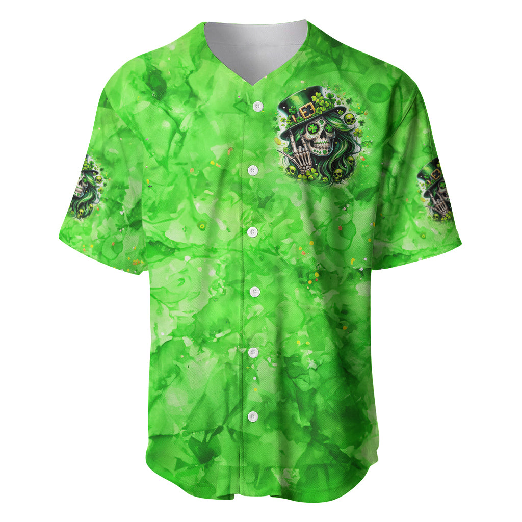 Irish Skull Baseball Jersey Shamrock And Roll - Wonder Print Shop