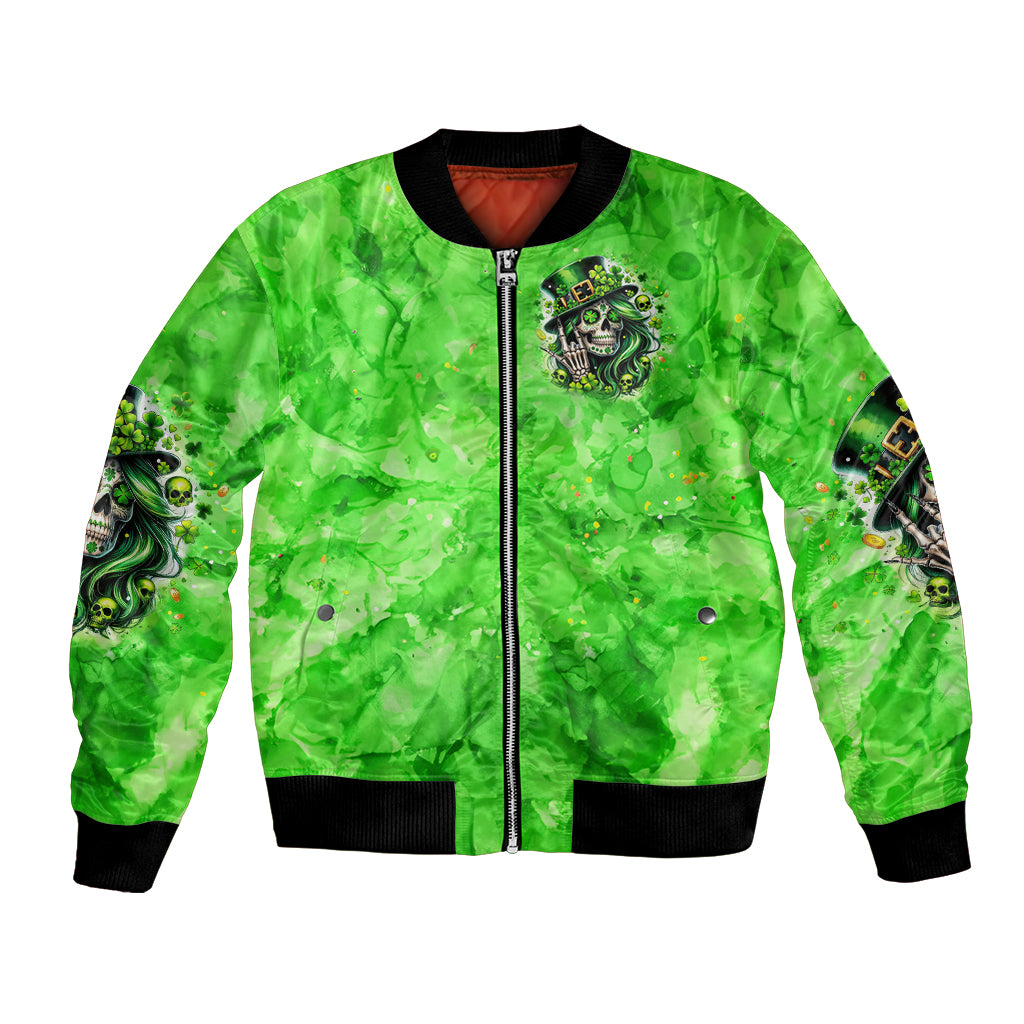 Irish Skull Bomber Jacket Shamrock And Roll - Wonder Print Shop