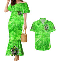 Irish Skull Couples Matching Mermaid Dress and Hawaiian Shirt Shamrock And Roll - Wonder Print Shop