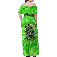 Irish Skull Family Matching Off Shoulder Maxi Dress and Hawaiian Shirt Shamrock And Roll - Wonder Print Shop