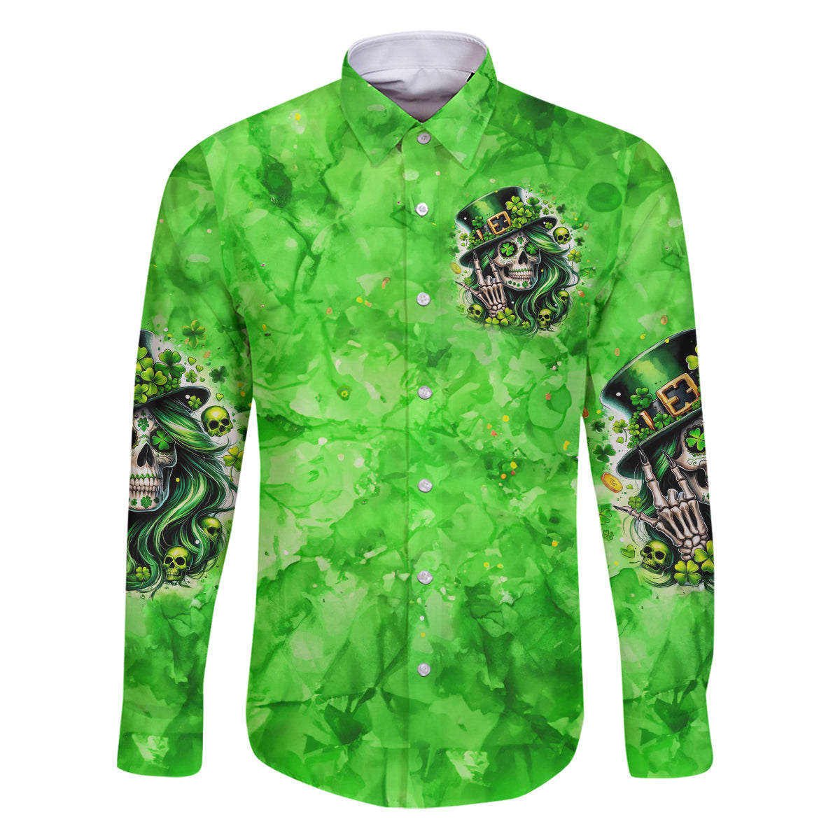 Irish Skull Family Matching Puletasi and Hawaiian Shirt Shamrock And Roll - Wonder Print Shop